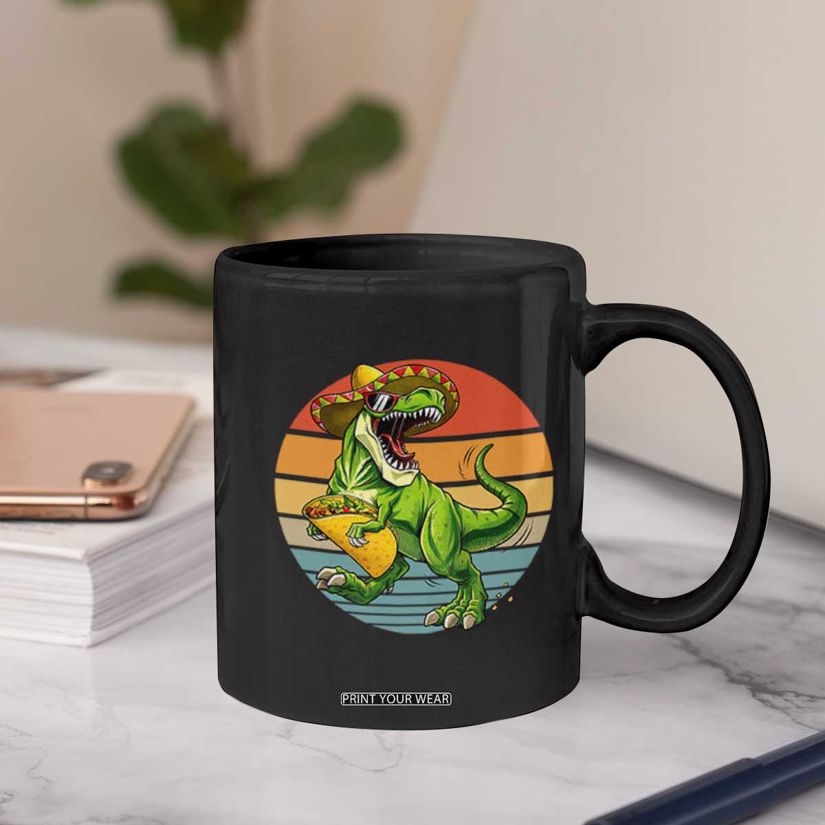 Vintage Dinosaur Taco Lover Coffee Mug Cinco De Mayo Gift TS12 Print Your Wear