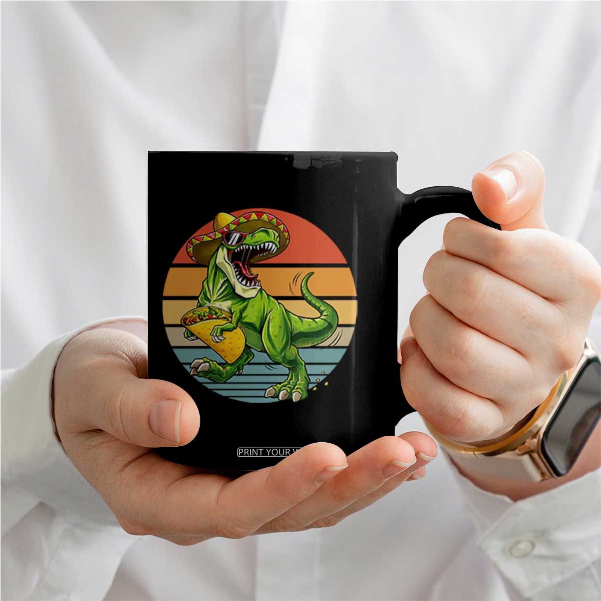 Vintage Dinosaur Taco Lover Coffee Mug Cinco De Mayo Gift TS12 Print Your Wear
