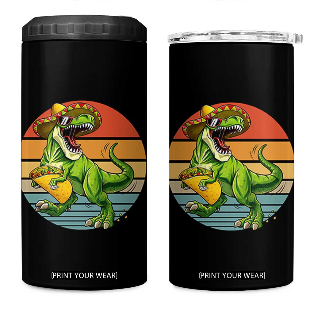 Vintage Dinosaur Taco Lover 4 in 1 Can Cooler Tumbler Cinco De Mayo Gift TS12 One Size: 16 oz Black Print Your Wear