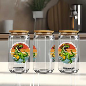 Vintage Dinosaur Taco Lover Glass Can Cinco De Mayo Gift TS12 Print Your Wear