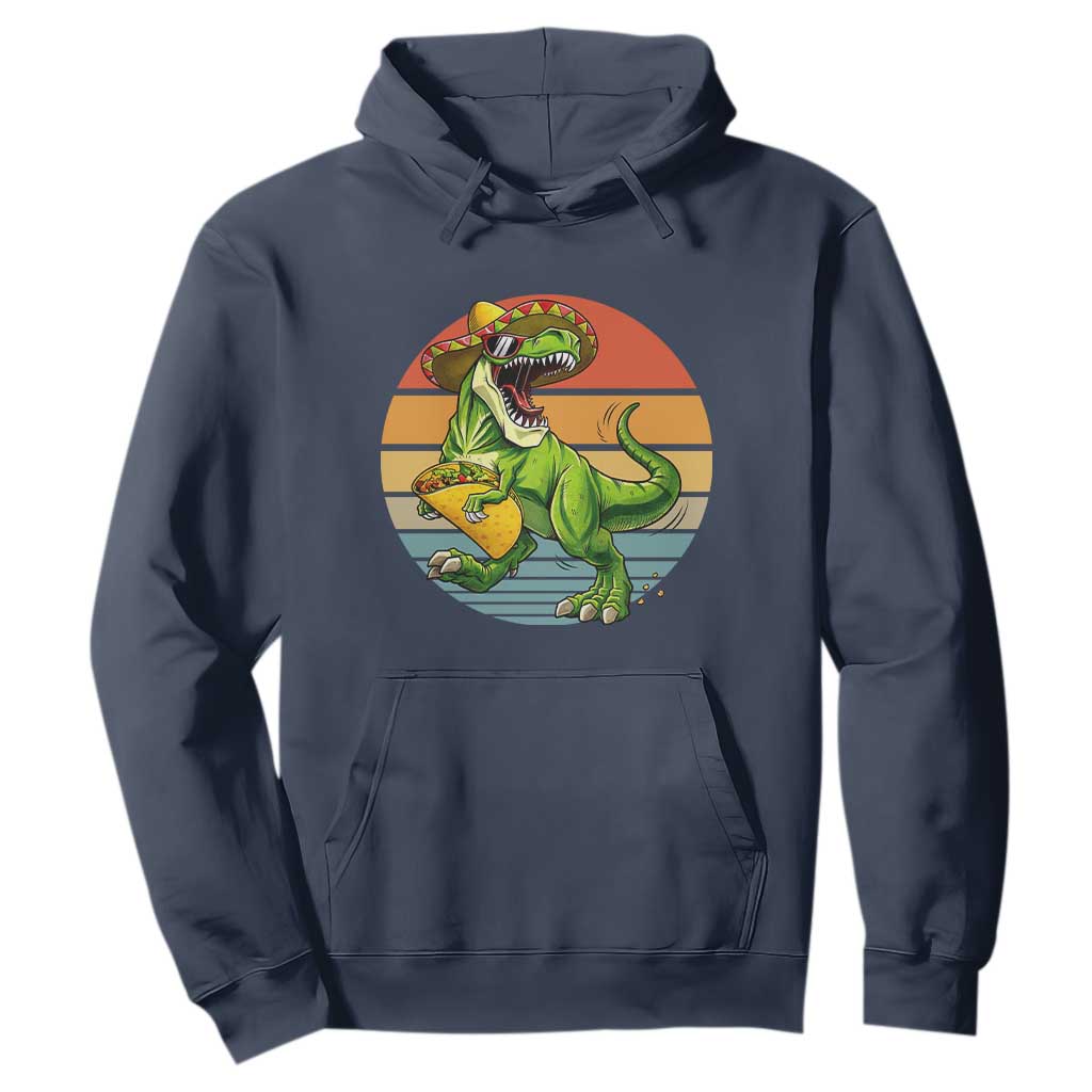 Vintage Dinosaur Taco Lover Hoodie Cinco De Mayo Gift TS12 Navy Print Your Wear