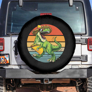 Vintage Dinosaur Taco Lover Spare Tire Cover Cinco De Mayo Gift TS12 No hole Black Print Your Wear