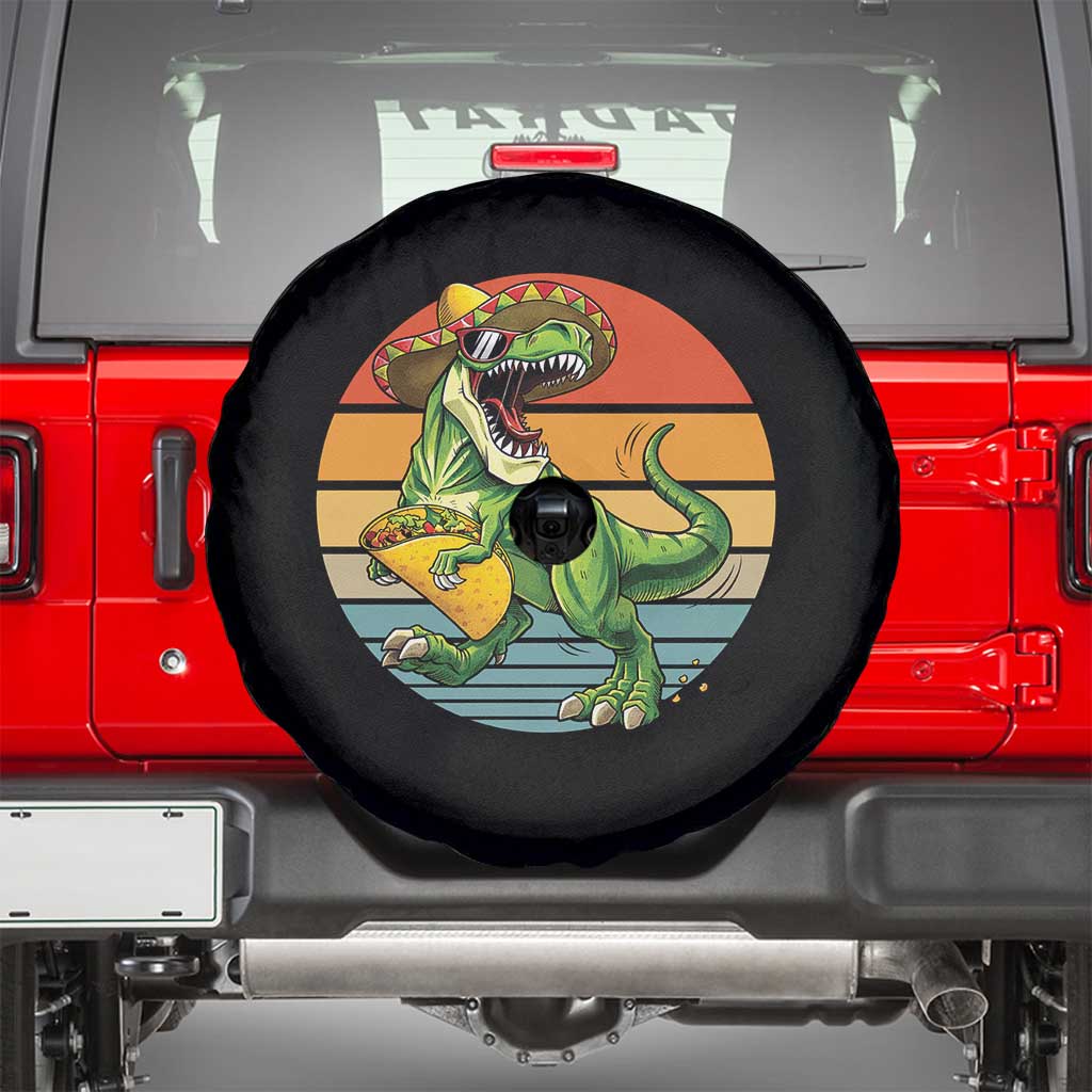 Vintage Dinosaur Taco Lover Spare Tire Cover Cinco De Mayo Gift TS12 Black Print Your Wear