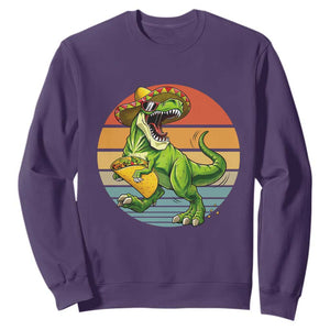 Vintage Dinosaur Taco Lover Sweatshirt Cinco De Mayo Gift TS12 Purple Print Your Wear