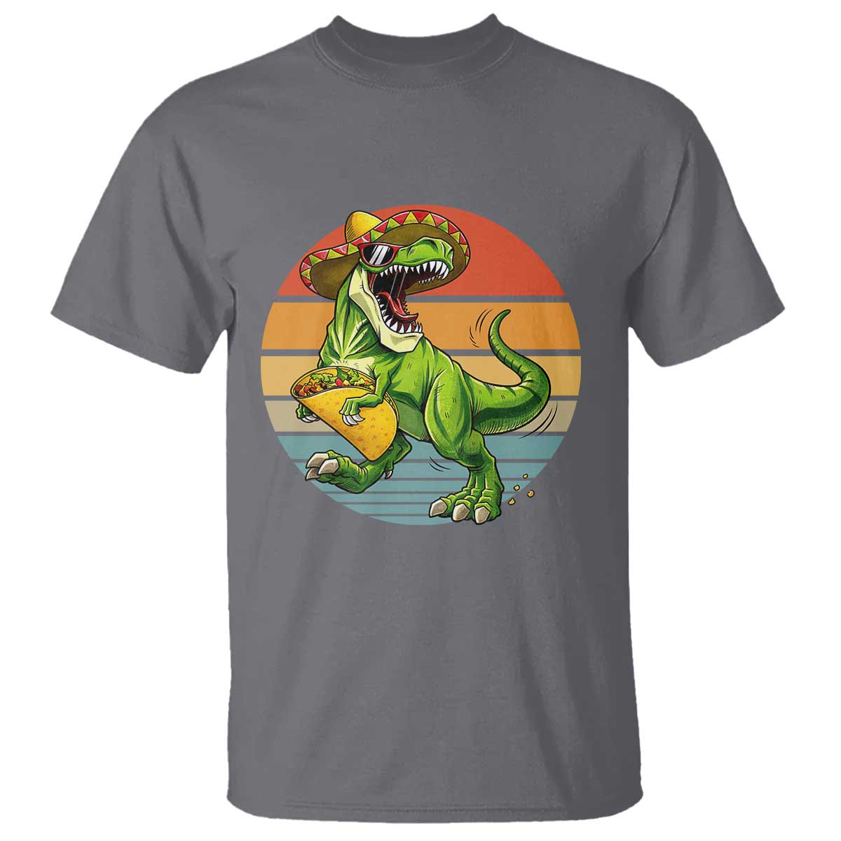 Vintage Dinosaur Taco Lover T Shirt Cinco De Mayo Gift TS12 Charcoal Print Your Wear