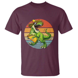 Vintage Dinosaur Taco Lover T Shirt Cinco De Mayo Gift TS12 Maroon Print Your Wear