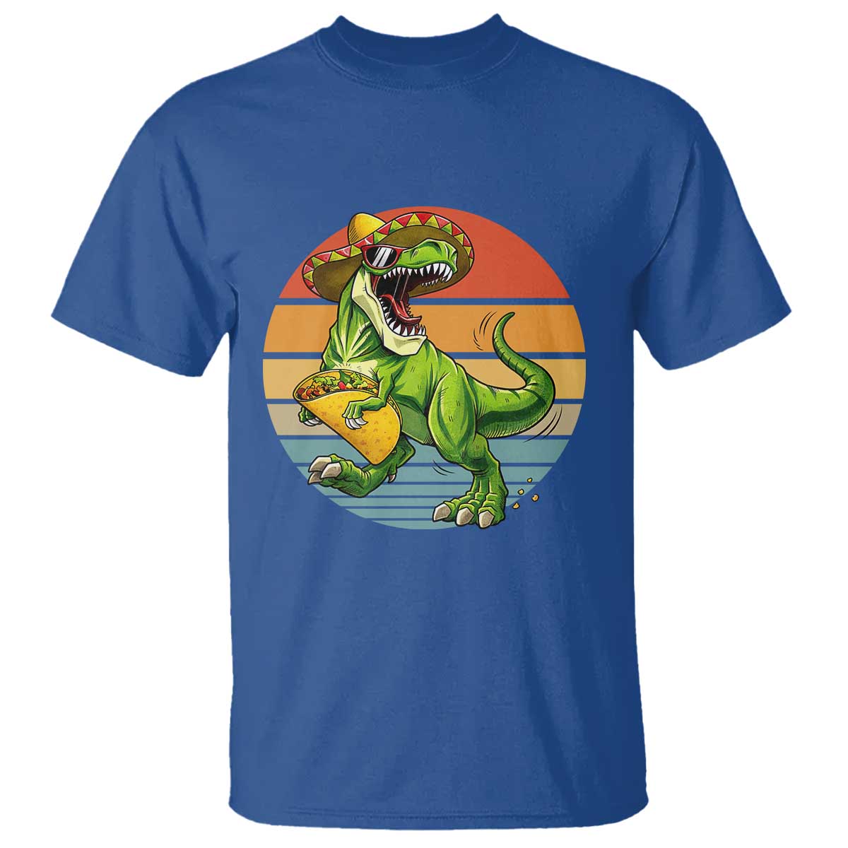 Vintage Dinosaur Taco Lover T Shirt Cinco De Mayo Gift TS12 Royal Blue Print Your Wear