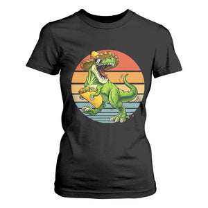 Vintage Dinosaur Taco Lover T Shirt For Women Cinco De Mayo Gift TS12 Black Print Your Wear