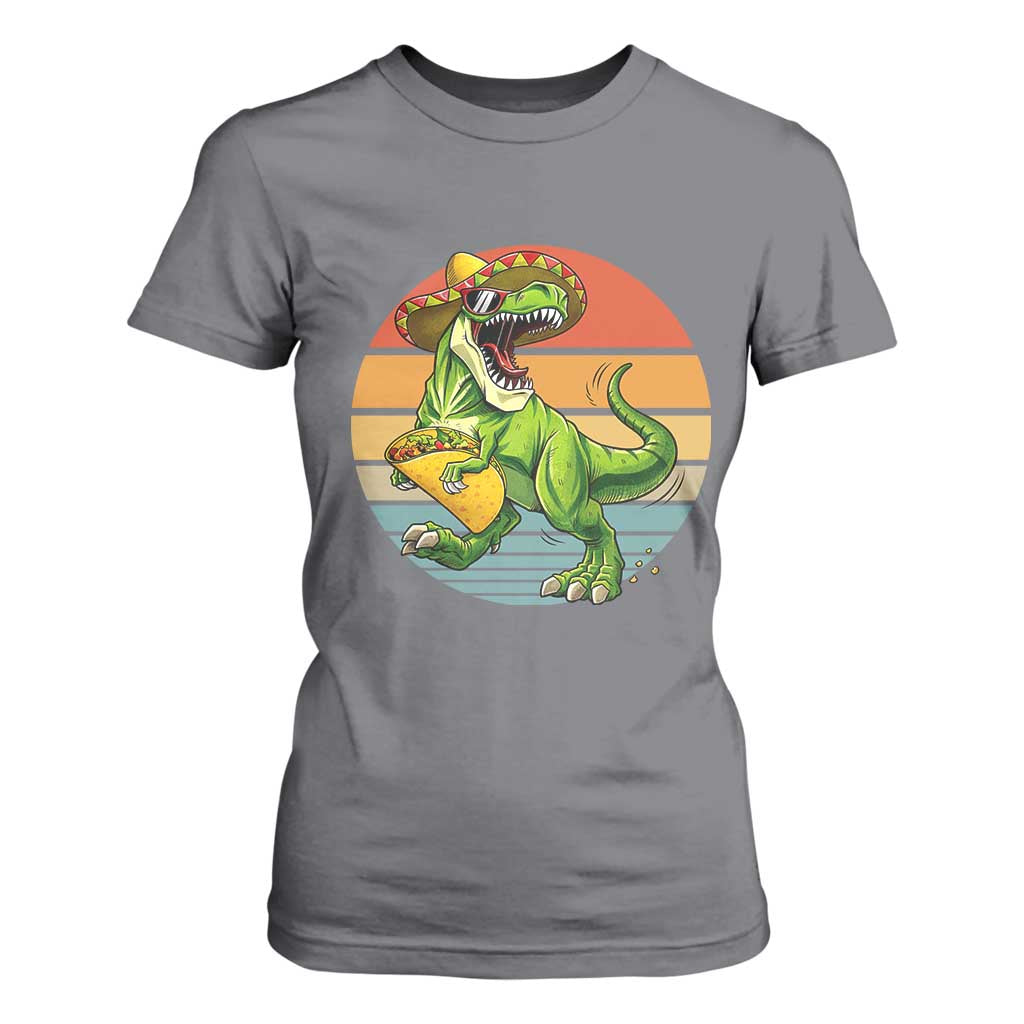Vintage Dinosaur Taco Lover T Shirt For Women Cinco De Mayo Gift TS12 Charcoal Print Your Wear