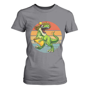 Vintage Dinosaur Taco Lover T Shirt For Women Cinco De Mayo Gift TS12 Charcoal Print Your Wear