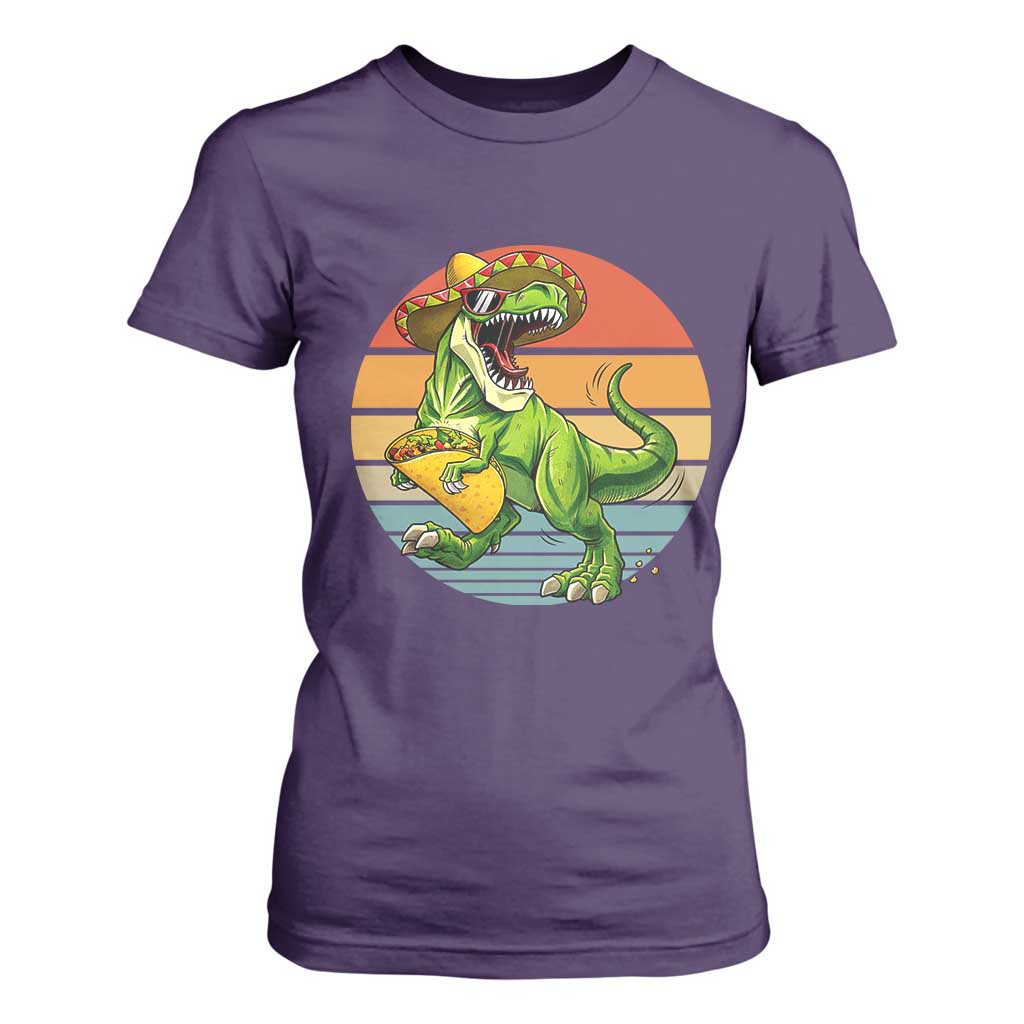 Vintage Dinosaur Taco Lover T Shirt For Women Cinco De Mayo Gift TS12 Purple Print Your Wear