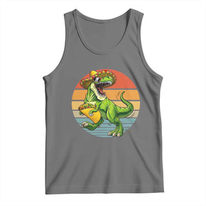 Vintage Dinosaur Taco Lover Tank Top Cinco De Mayo Gift TS12 Black Heather Print Your Wear