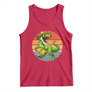 Vintage Dinosaur Taco Lover Tank Top Cinco De Mayo Gift TS12 Red Print Your Wear