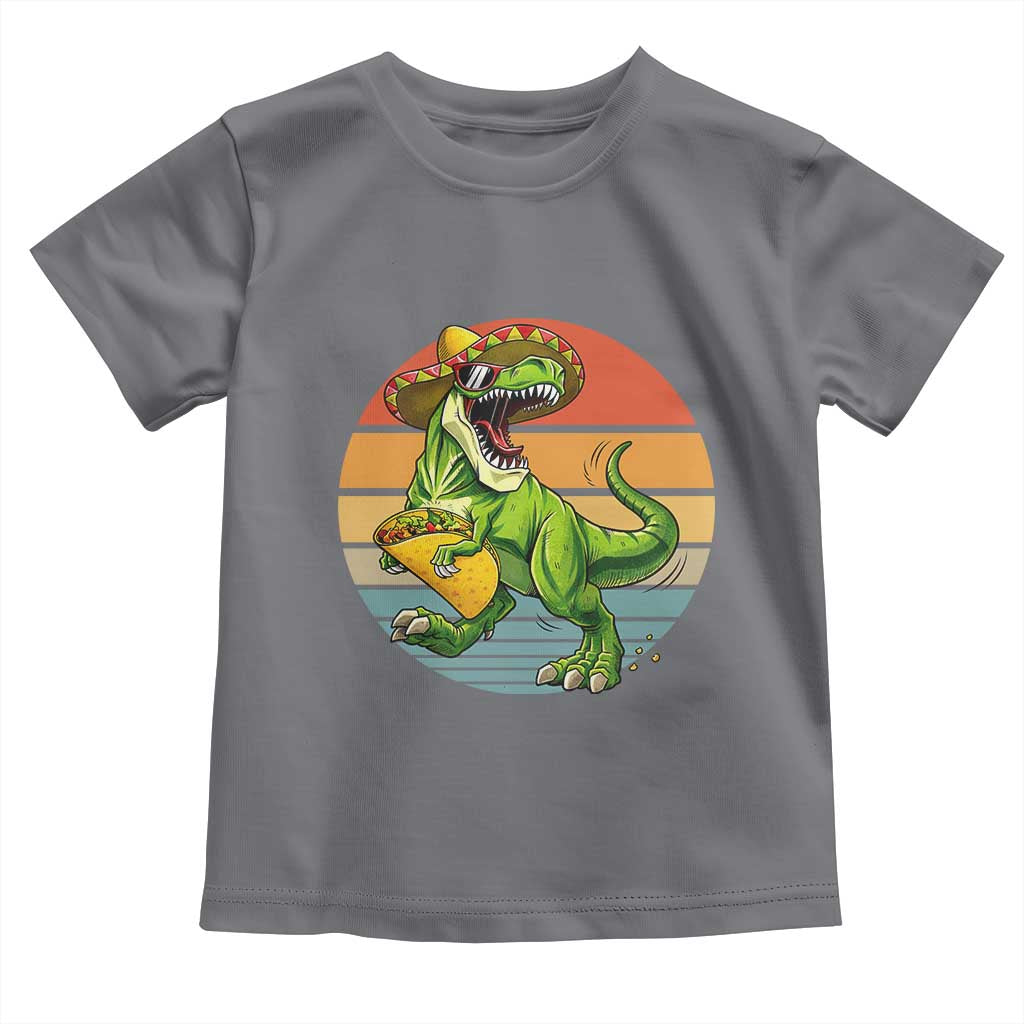 Vintage Dinosaur Taco Lover Toddler T Shirt Cinco De Mayo Gift TS12 Charcoal Print Your Wear