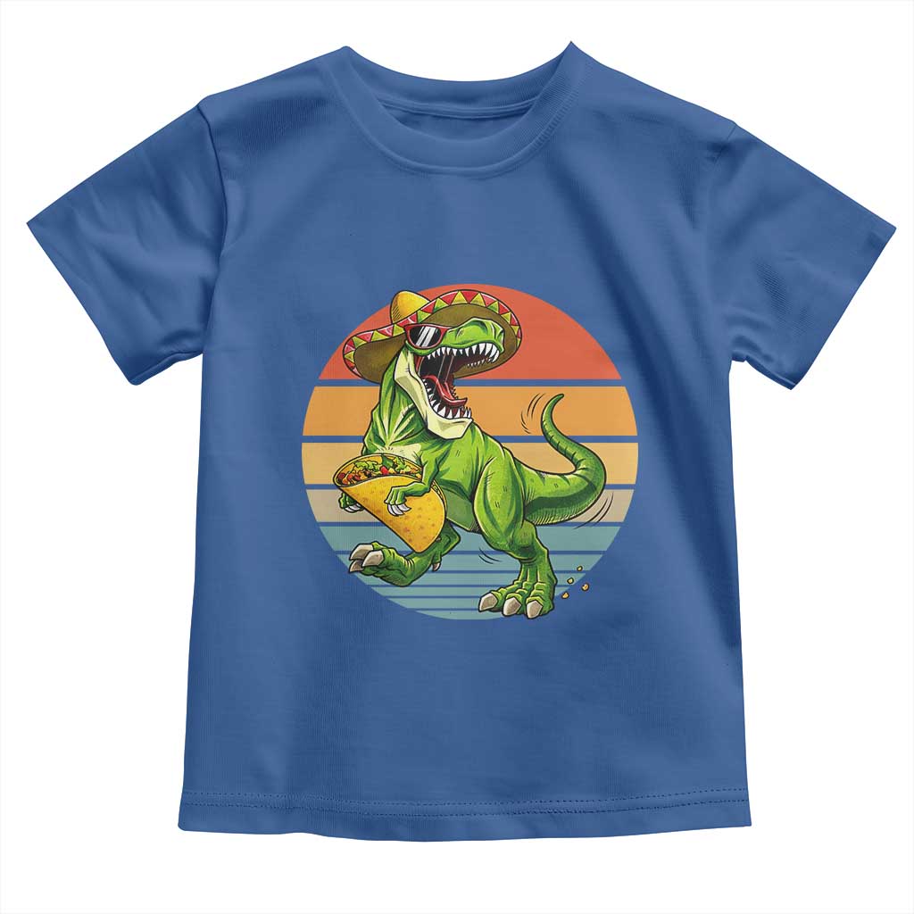 Vintage Dinosaur Taco Lover Toddler T Shirt Cinco De Mayo Gift TS12 Royal Blue Print Your Wear