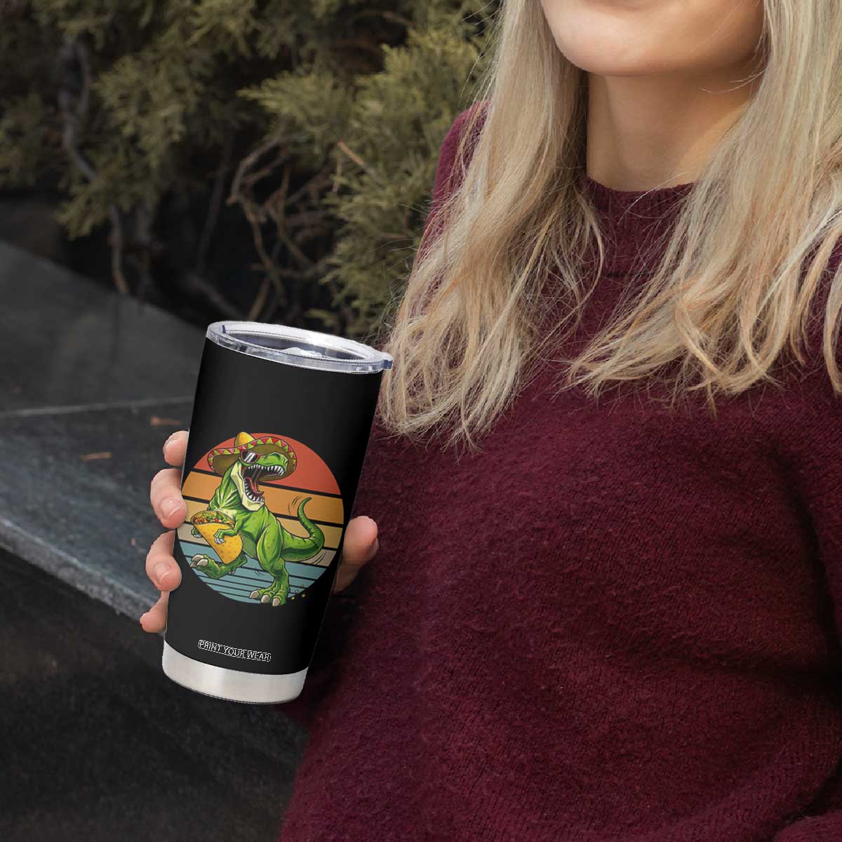 Vintage Dinosaur Taco Lover Tumbler Cup Cinco De Mayo Gift TS12 Print Your Wear