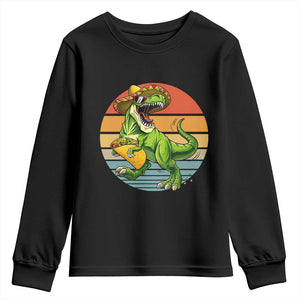 Vintage Dinosaur Taco Lover Youth Sweatshirt Cinco De Mayo Gift TS12 Black Print Your Wear