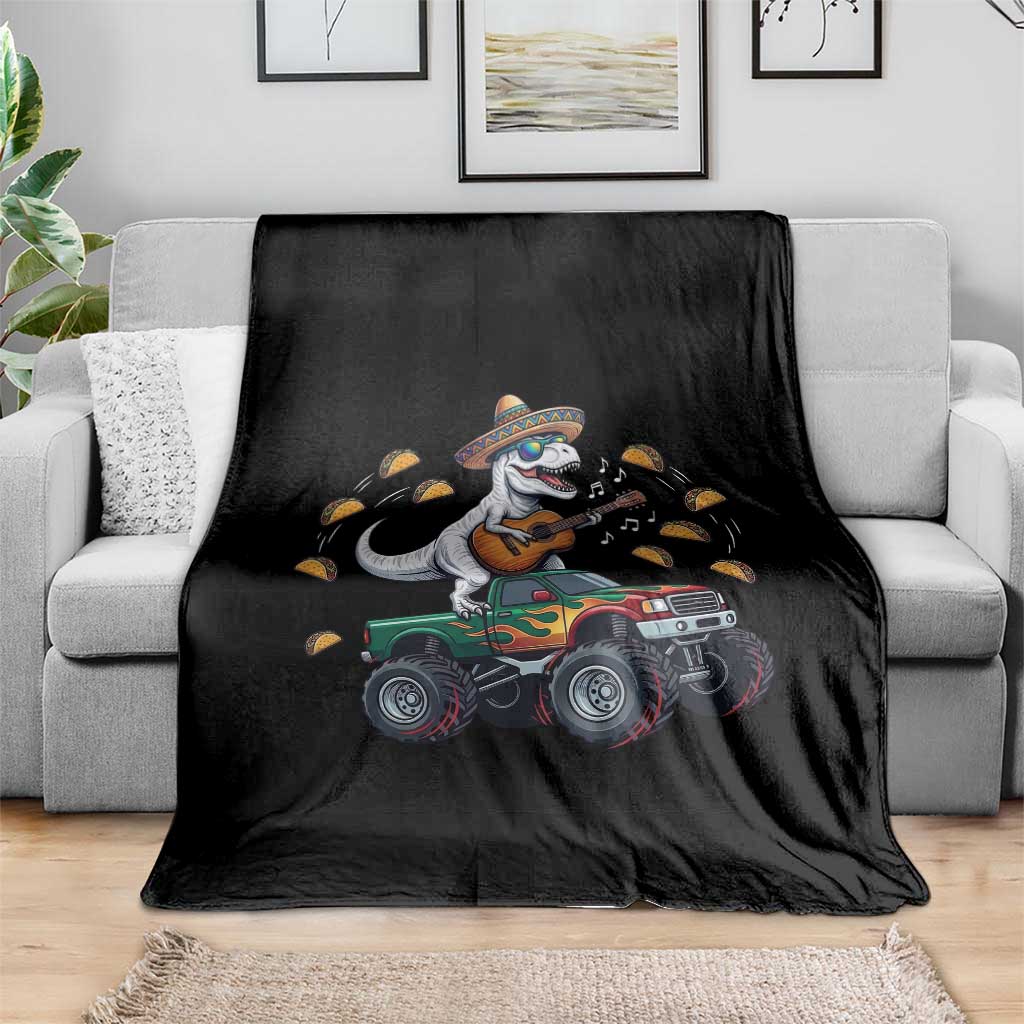 Funny Cinco De Mayo Dinosaur Monster Truck Throw Blanket Taco Lover Gift TS12 Print Your Wear