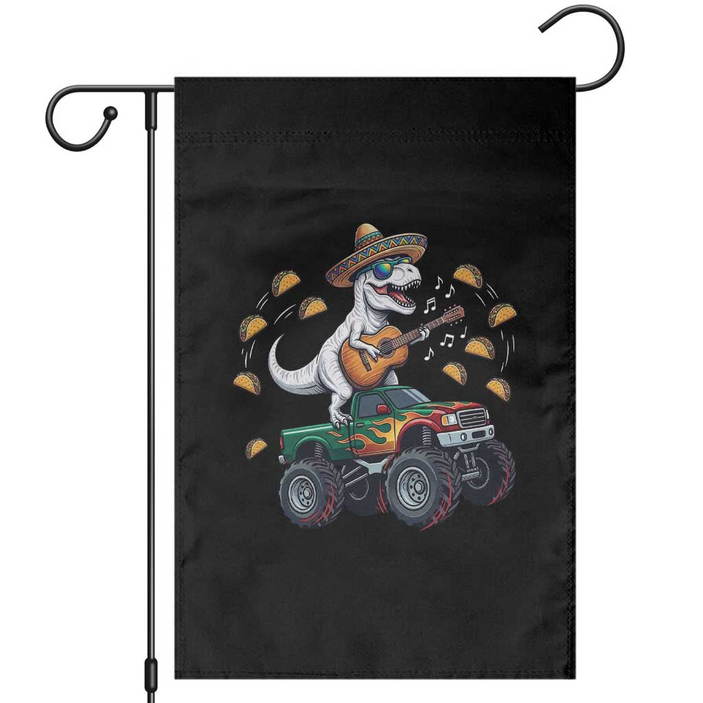 Funny Cinco De Mayo Dinosaur Monster Truck Garden Flag Taco Lover Gift TS12 Black Print Your Wear