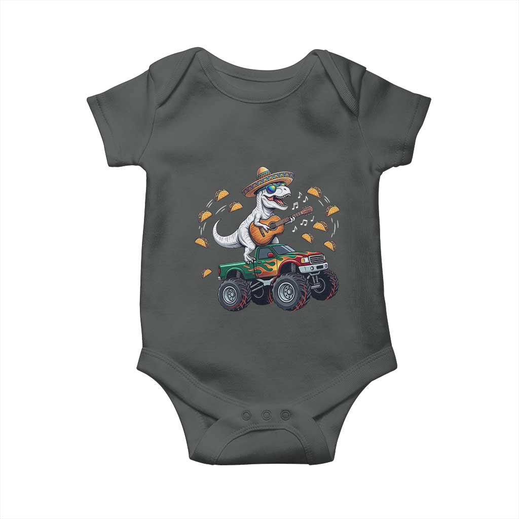Funny Cinco De Mayo Dinosaur Monster Truck Baby Onesie Taco Lover Gift TS12 Dark Heather Print Your Wear