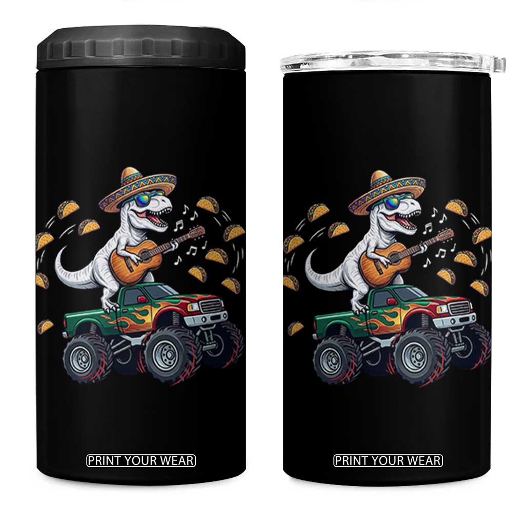 Funny Cinco De Mayo Dinosaur Monster Truck 4 in 1 Can Cooler Tumbler Taco Lover Gift TS12 One Size: 16 oz Black Print Your Wear