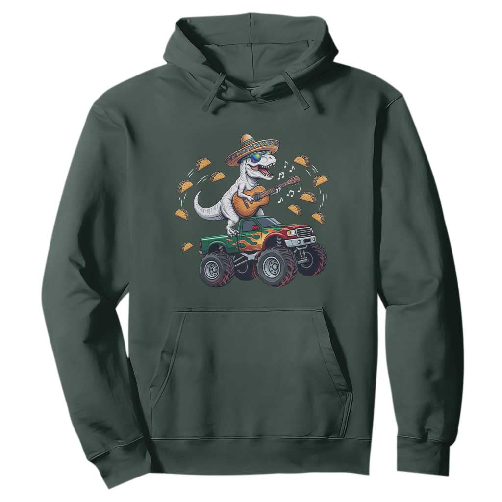 Funny Cinco De Mayo Dinosaur Monster Truck Hoodie Taco Lover Gift TS12 Dark Forest Green Print Your Wear