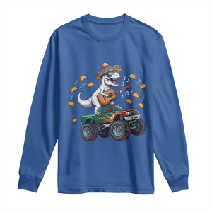 Funny Cinco De Mayo Dinosaur Monster Truck Long Sleeve Shirt Taco Lover Gift TS12 Royal Blue Print Your Wear