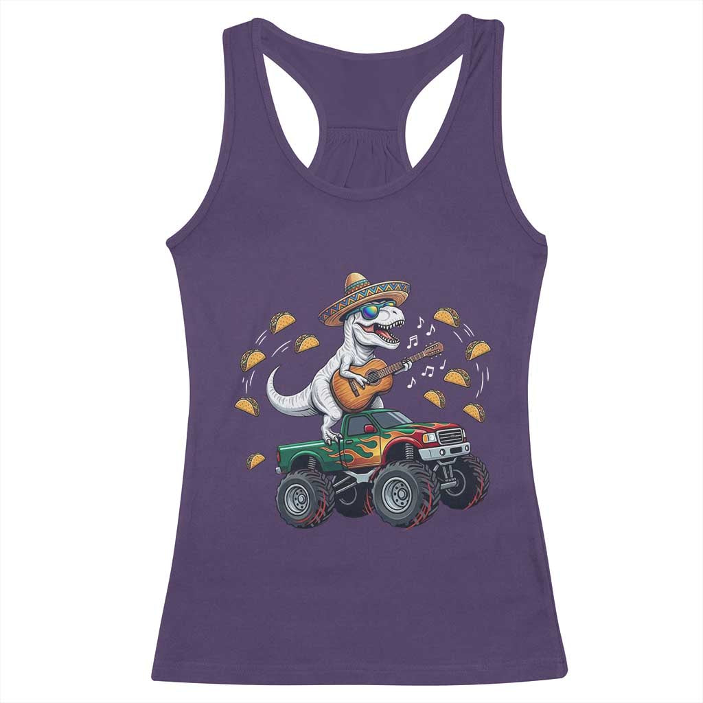 Funny Cinco De Mayo Dinosaur Monster Truck Racerback Tank Top Taco Lover Gift TS12 Purple Print Your Wear