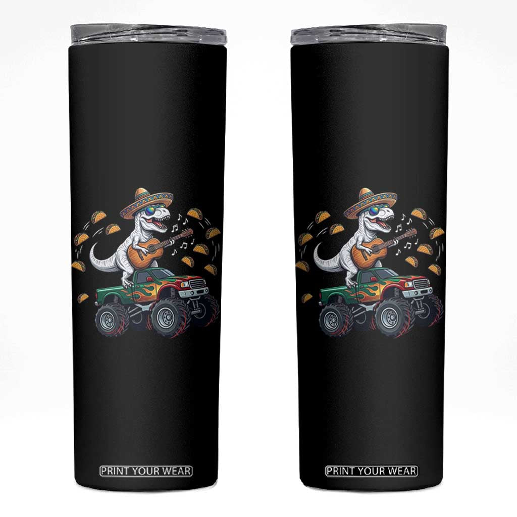 Funny Cinco De Mayo Dinosaur Monster Truck Skinny Tumbler Taco Lover Gift TS12 Black Print Your Wear