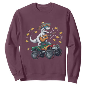 Funny Cinco De Mayo Dinosaur Monster Truck Sweatshirt Taco Lover Gift TS12 Maroon Print Your Wear
