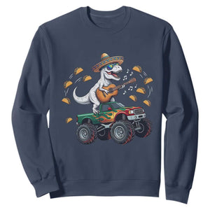 Funny Cinco De Mayo Dinosaur Monster Truck Sweatshirt Taco Lover Gift TS12 Navy Print Your Wear