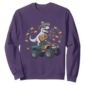 Funny Cinco De Mayo Dinosaur Monster Truck Sweatshirt Taco Lover Gift TS12 Purple Print Your Wear