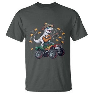 Funny Cinco De Mayo Dinosaur Monster Truck T Shirt Taco Lover Gift TS12 Dark Heather Print Your Wear