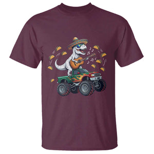 Funny Cinco De Mayo Dinosaur Monster Truck T Shirt Taco Lover Gift TS12 Maroon Print Your Wear