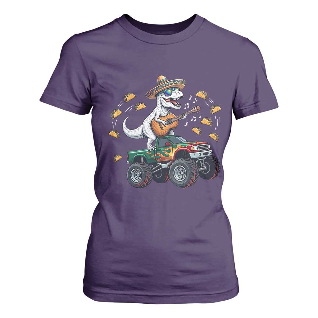Funny Cinco De Mayo Dinosaur Monster Truck T Shirt For Women Taco Lover Gift TS12 Purple Print Your Wear