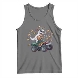 Funny Cinco De Mayo Dinosaur Monster Truck Tank Top Taco Lover Gift TS12 Black Heather Print Your Wear