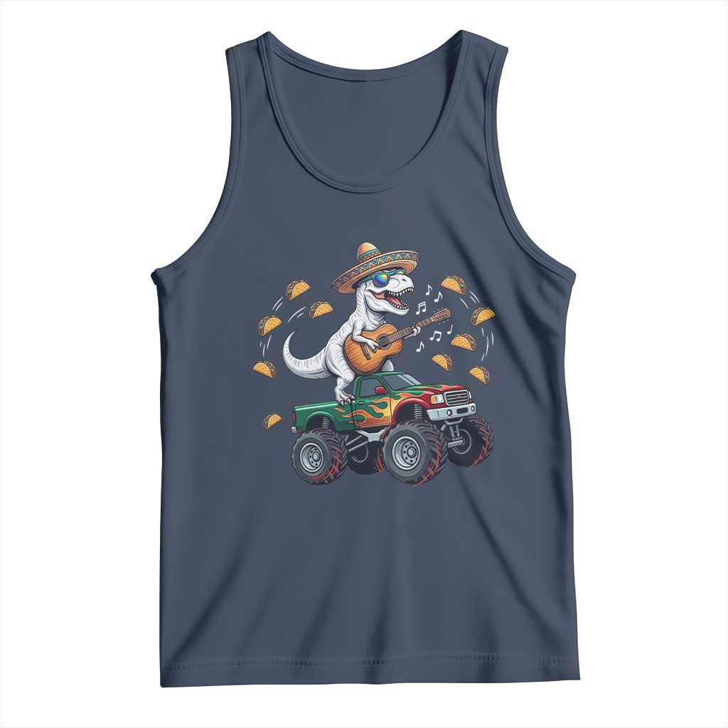 Funny Cinco De Mayo Dinosaur Monster Truck Tank Top Taco Lover Gift TS12 Navy Print Your Wear