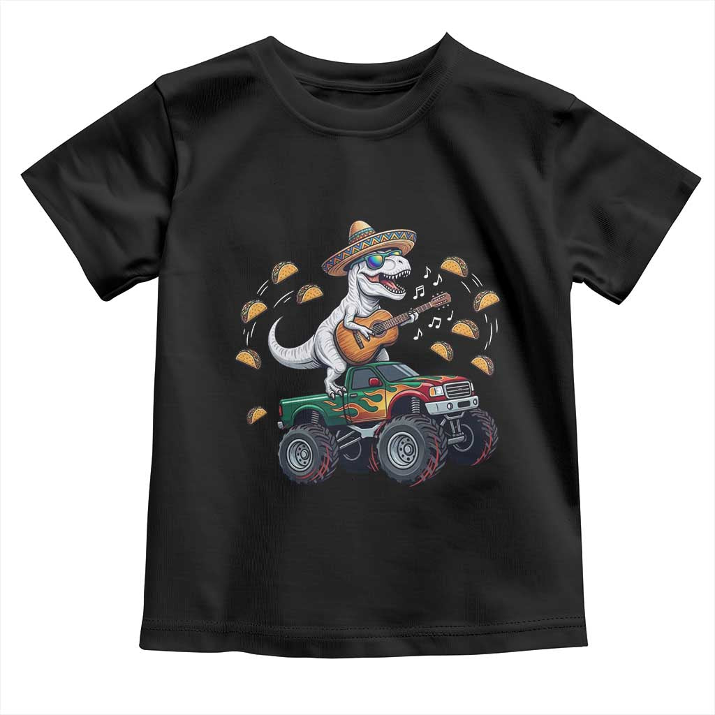 Funny Cinco De Mayo Dinosaur Monster Truck Toddler T Shirt Taco Lover Gift TS12 Black Print Your Wear