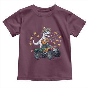 Funny Cinco De Mayo Dinosaur Monster Truck Toddler T Shirt Taco Lover Gift TS12 Maroon Print Your Wear