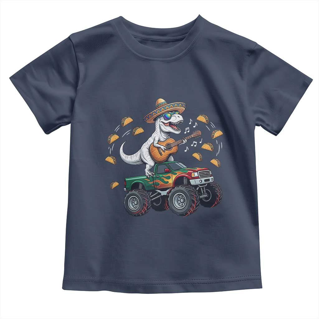 Funny Cinco De Mayo Dinosaur Monster Truck Toddler T Shirt Taco Lover Gift TS12 Navy Print Your Wear