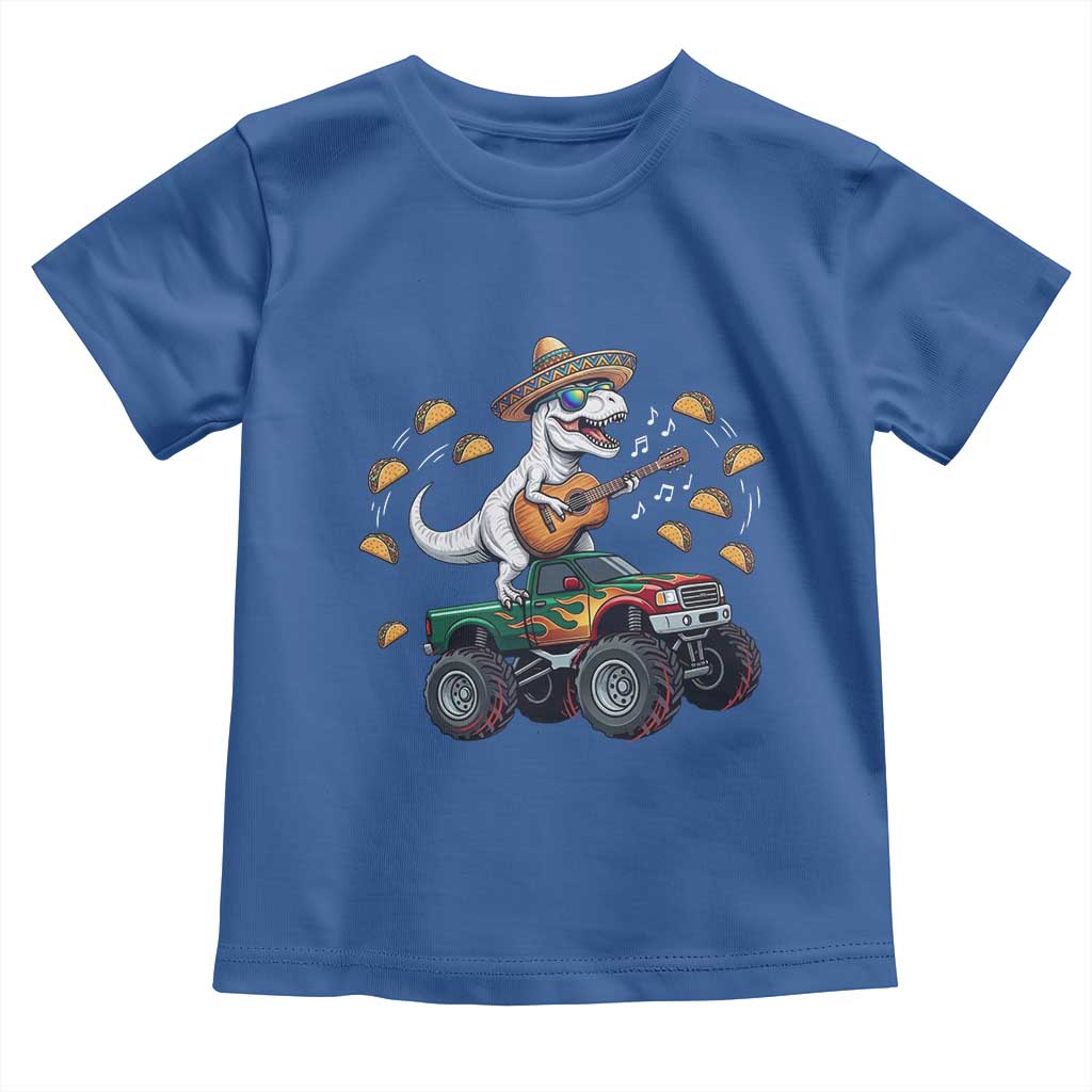 Funny Cinco De Mayo Dinosaur Monster Truck Toddler T Shirt Taco Lover Gift TS12 Royal Blue Print Your Wear