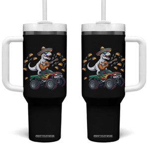 Funny Cinco De Mayo Dinosaur Monster Truck Tumbler With Handle Taco Lover Gift TS12 One Size: 40 oz Black Print Your Wear