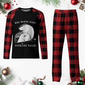 Funny Taco Joke Adult Humor Gift Plaid Pajama Set Who Wants Fucking Tacos TS12 Buffalo Plaid Print Your Wear