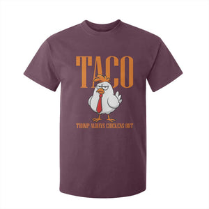 Funny Taco Political Activism T Shirt For Kid Trump Always Chickens Out TS12 Maroon Print Your Wear