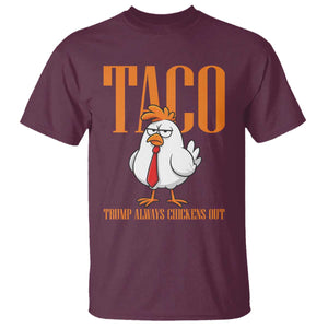Funny Taco Political Activism T Shirt Trump Always Chickens Out TS12 Maroon Print Your Wear