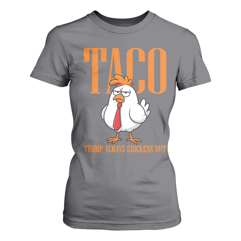 Funny Taco Political Activism T Shirt For Women Trump Always Chickens Out TS12 Charcoal Print Your Wear