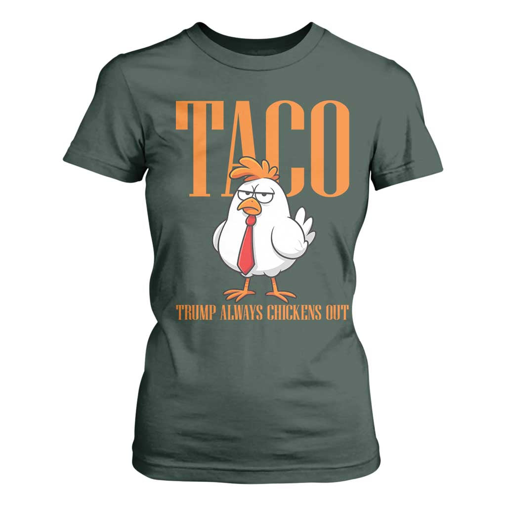Funny Taco Political Activism T Shirt For Women Trump Always Chickens Out TS12 Dark Forest Green Print Your Wear