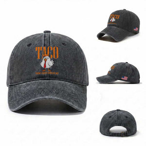 Funny Taco Political Activism Washed Cotton Baseball Cap Trump Always Chickens Out TS12 Washed Cap Universal Fit Dark Gray Print Your Wear