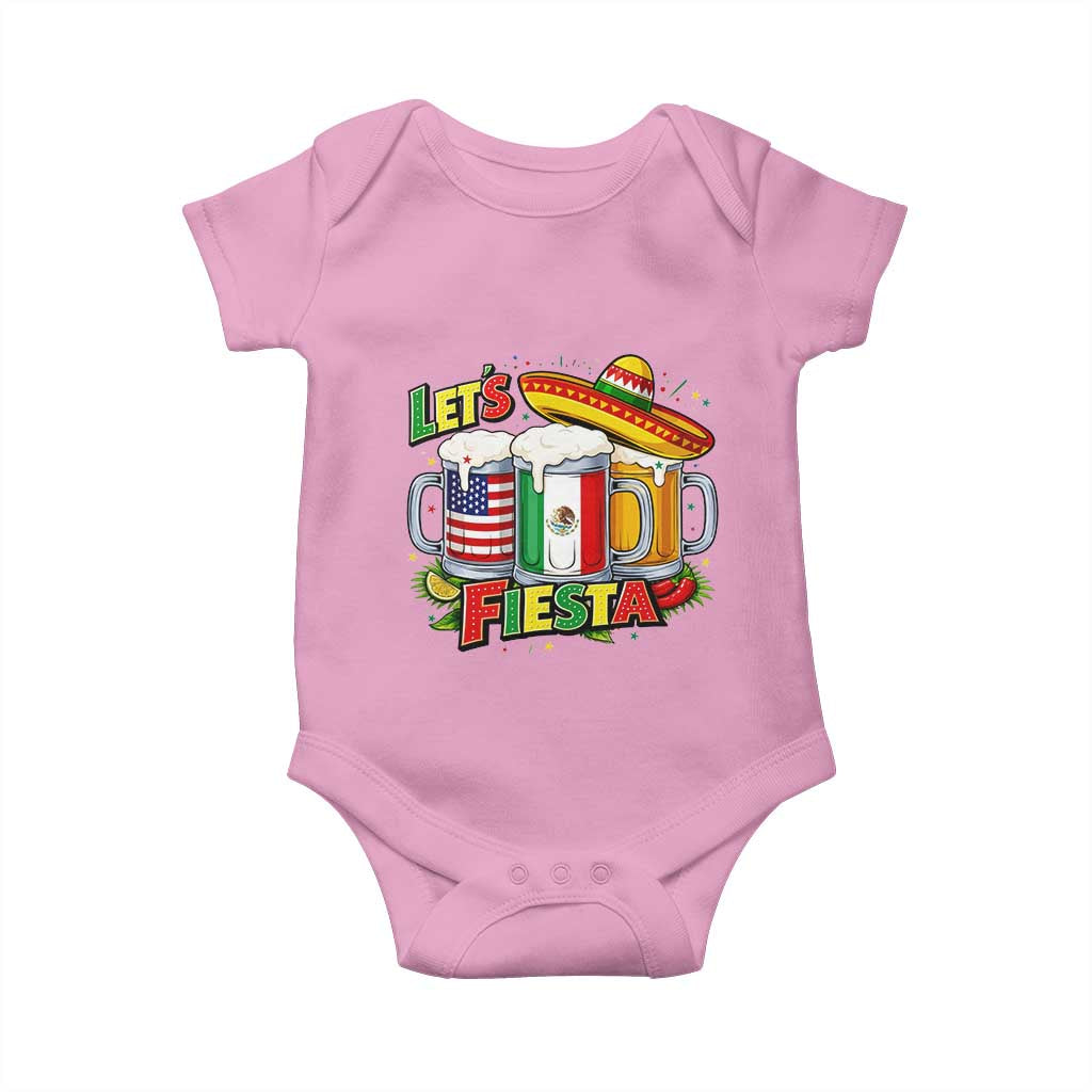 Funny Beer Drinking Cinco De Mayo Party Gift Baby Onesie Lets Fiesta TS12 Light Pink Print Your Wear