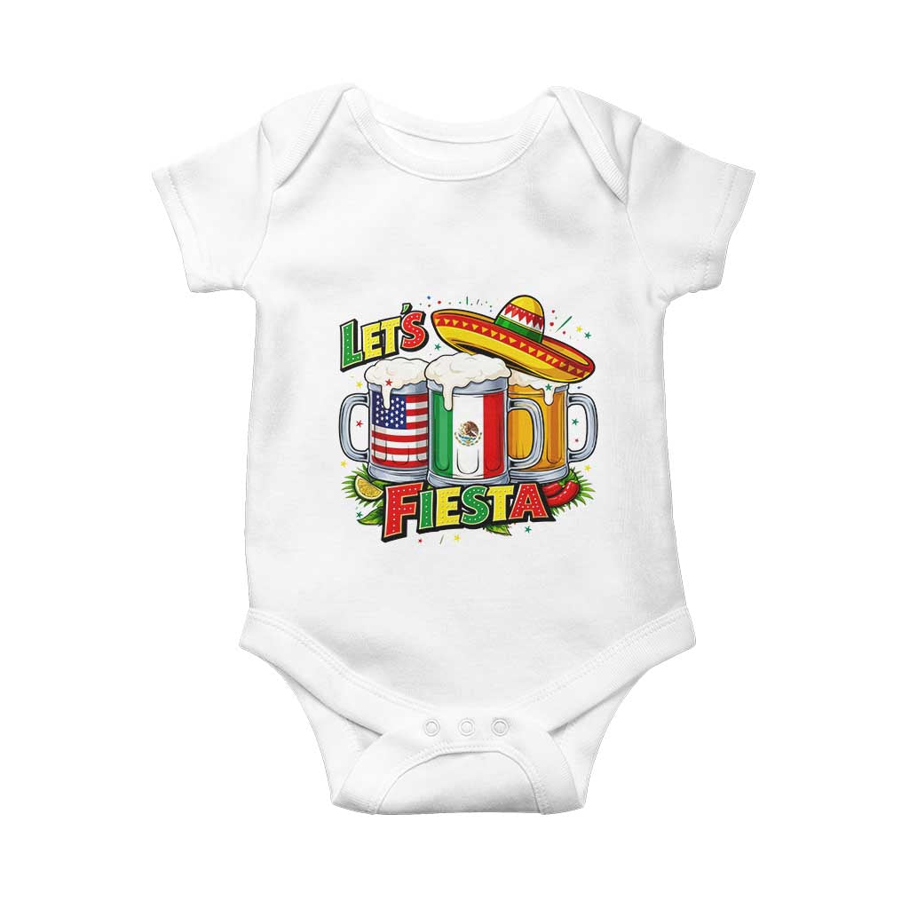 Funny Beer Drinking Cinco De Mayo Party Gift Baby Onesie Lets Fiesta TS12 White Print Your Wear